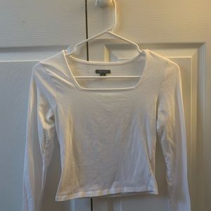 White Square Neck Long Sleeve